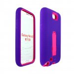 Wholesale Note 2 / N7100 Armor Hybrid Case with Stand (Purple - Hot Pink)